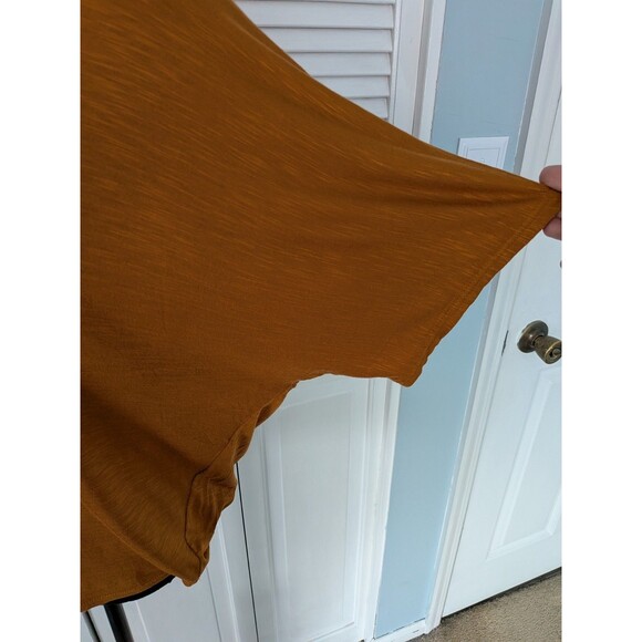 Joan Vass Tee Top Women's M Caramel Deep Mustard Shirt A-Line Soft Comfort New - Picture 3 of 9